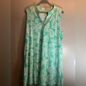 Dear Scarlett Mint leave Print Sleeveless Midi Dress